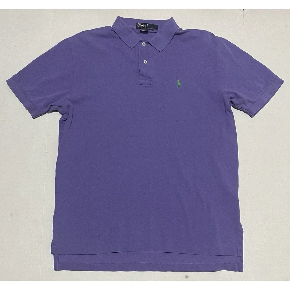 Lot Of 2 Polo Ralph Lauren Shirt Mens Large Purple‎ Brown Vintage Logo Golf